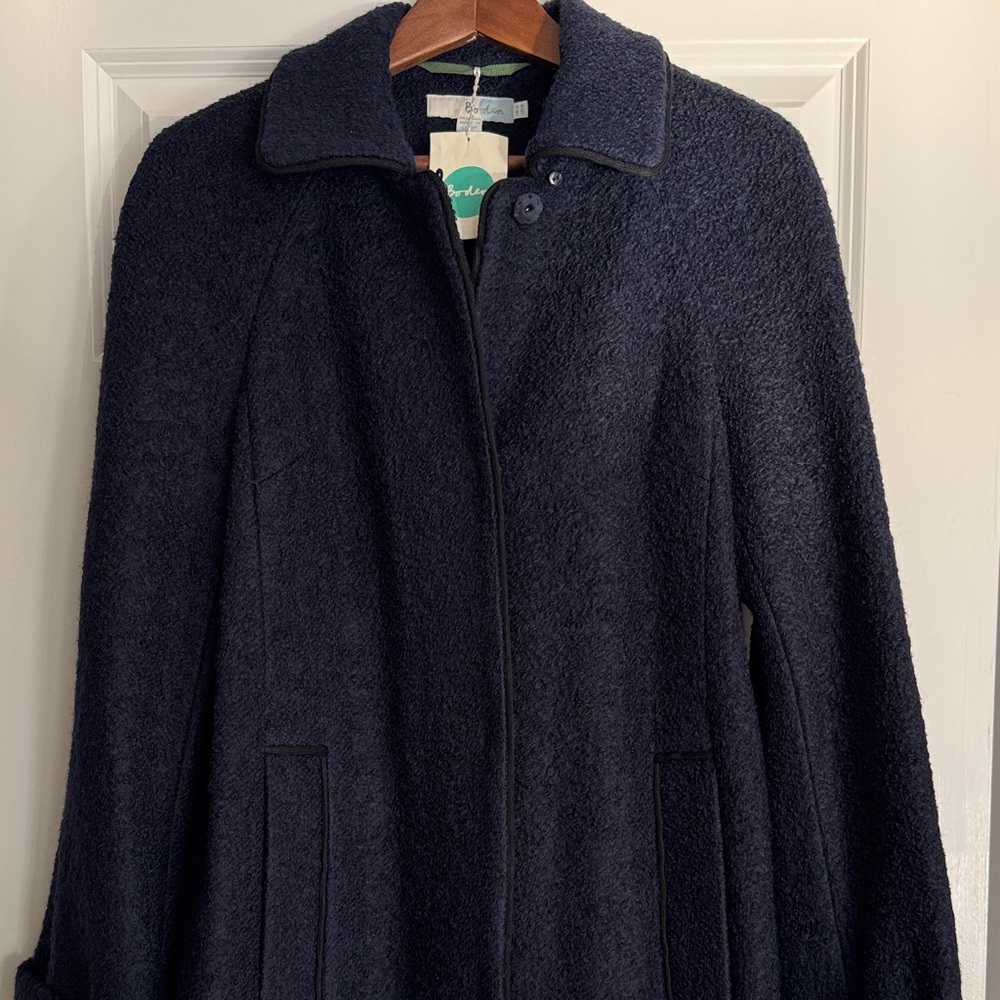 Boden Ladies Wool blend- Textured coat- Navy Blue size 8